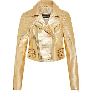 Dames - Cropped Brando - Leren Bikerjack - Goud