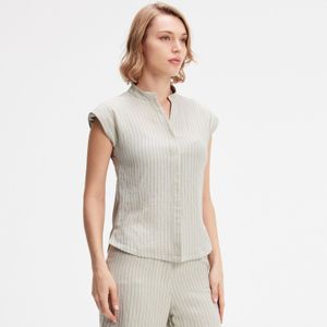 Shirt - Gestreept - Bi-materiaal - Mouwloos - Minimalistische Stijl