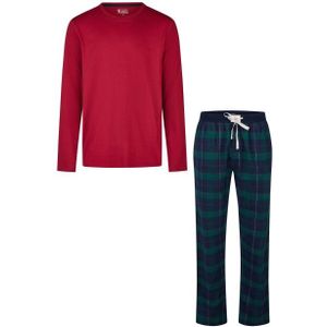 Happy Shorts Heren kerst pyjama set shirt + broek rood/groen geruit flanel