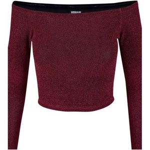 Urban Classics Dames glitter off shoulder top met lange mouwen