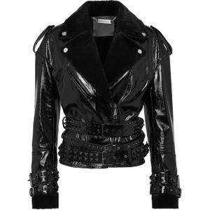 Philipp Plein - Vintage Leren Cropped Jas - Zwart - Dames