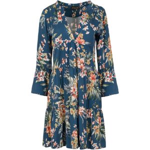 A-lijn Jurk - Geplooide Naden - Viscose - Driekwart Klokmouwen - Ronde Hals