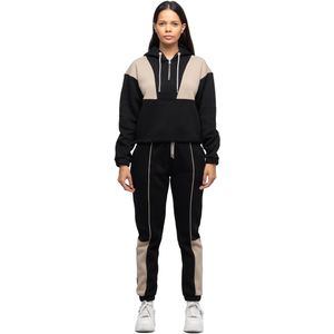 Tom Barron - Trainingspak - Beige - Zwart - Sweatstof - Lange Mouw