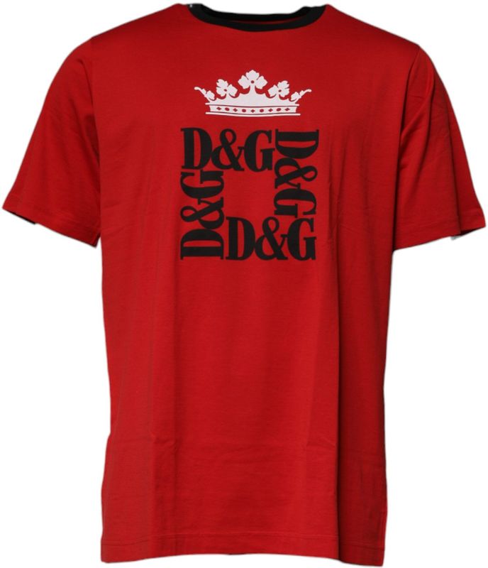 Dolce & Gabbana - Short Sleeve Crew Neck T-shirt - Rood - 100% Katoen