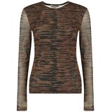 Harper & Yve - DW25T512 - Top - Donker Bruin - Lange Mouw