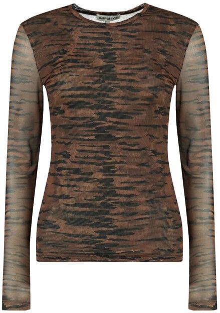 Harper & Yve - DW25T512 - Top - Donker Bruin - Lange Mouw