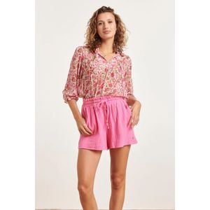 Smashed Lemon 24309 chiffon top met fuchsia en lime groen bloemenprint