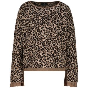 monari - Trui - Chocoladebruin - Dierenprint - Lange Mouw