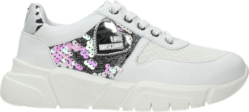 Love Moschino - JA15453G1AIM390A - Sneakers - Wit - Met Zijkantdetails en Vetersluiting