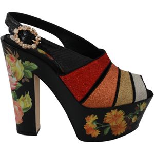 Dolce & Gabbana - Multicolor Floral Crystal Platform Sandalen - Veelkleurig