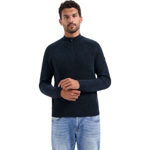 No Excess - Pullover - Donkerblauw Melange - Chenille - Half Zip