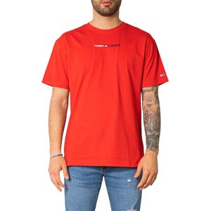 Tommy Hilfiger - T-Shirt - Rood - Lineair Logo - Heren