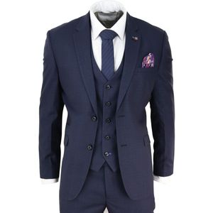 Heren - Marineblauw - 3-delig Pak - Retro Klassiek
