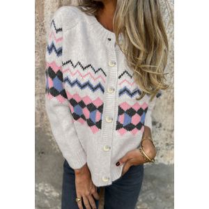 Geometrisch Patroon Gebreide Cardigan