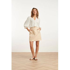 Smashed Lemon - Sand - Tweed Rok - Korte Fitted Pasvorm - Met Blinde Rits