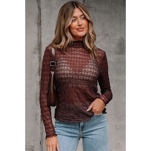 Textured Lange Mouw Top Doorzichtig