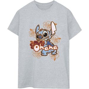 Li-cense Disney dames lilo and stitch ohana oranje hibiscus katoenen vriendje t-shirt