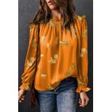Dierlijke Print Lange Mouwen Blouse