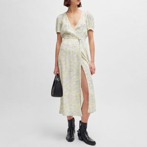 Hugo Boss - Kikoni-1 - Midi-jurk - Wit - V-hals - Korte Mouwen