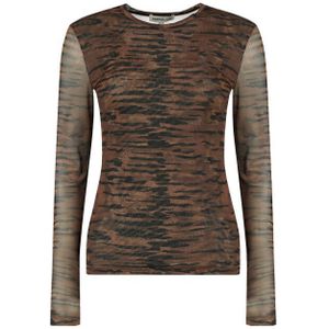 Harper & Yve - DW25T512 - Top - Donker Bruin - Lange Mouw