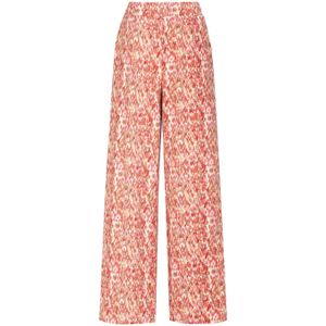 G-maxx Wide Leg Broek met All Over Print Rood/Groen/Ecru