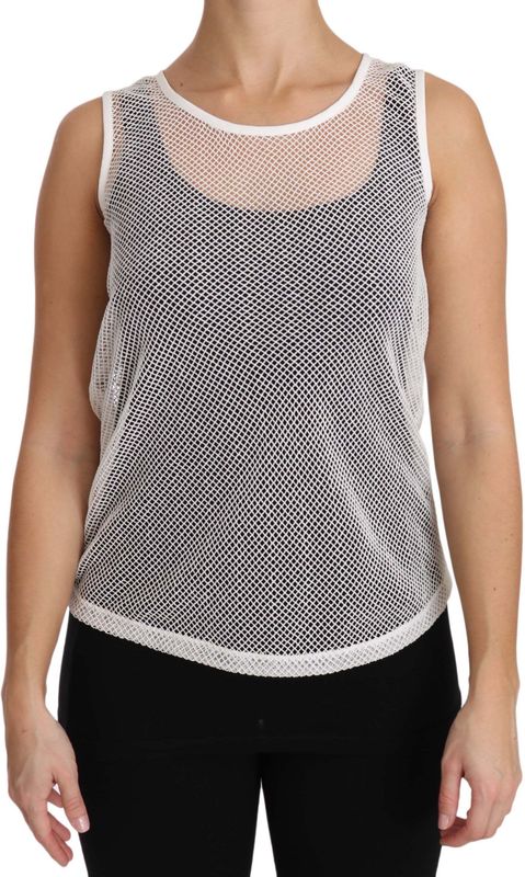 Dolce & Gabbana Vrouwen Wit Net Transparant Mouwloos Tank Top
