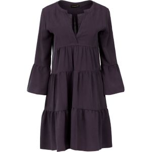 Jurk - Antraciet - A-lijnmodel - Geplooide Naden