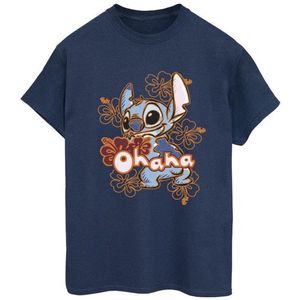 Li-cense Disney dames lilo and stitch ohana oranje hibiscus katoenen vriendje t-shirt