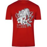 Cavalli Class Tiger Floral Logo Rood T-shirt