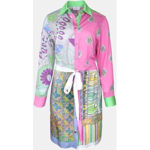 Mucho Gusto Jurk francis bay short roze met groen patchwork