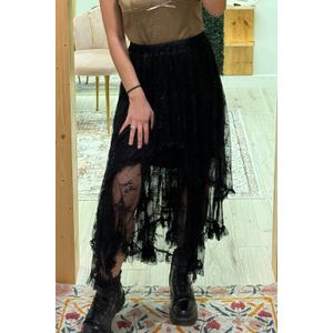 Kant Midi Rok Met Hoge-Lage Zoom