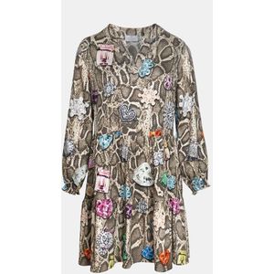 Mucho Gusto - Jurk San Rafael - Beige Slangenprint - A-lijn Jurk