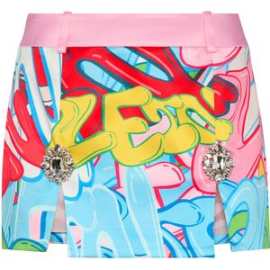Philipp Plein - Mini Rok Bombing Graffiti - Veelkleurig - Satijn
