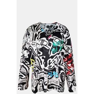 Mucho Gusto - Blouse Salerno - Zwart-Wit - 'Thank You for the Music' Print