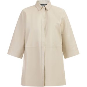 Dreimaster - Leren Overhemd - Wolwit