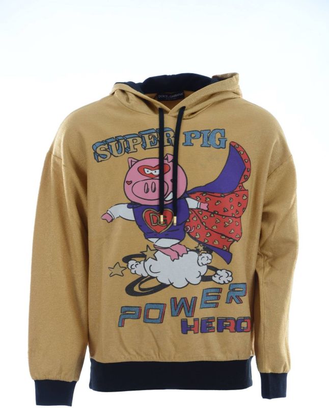 Dolce & Gabbana Mannen Goud Varken van het Jaar Hooded Sweater