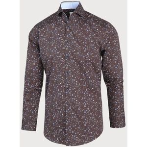 Blue Industry - Bruin - Overhemd - Stippenprint - Perfect Fit