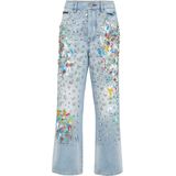 Philipp Plein - Denim Broek High Rise Fit Crystal - Blauw - Dames