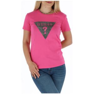 Guess - Elegante T-shirt - Roze - Katoen