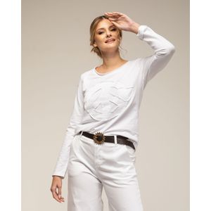 Imprimétops - Geborduurde Top - Lange Mouwen - Ronde Hals - Vredessymbool