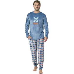 Fluwelen herenpyjama met lange mouwen en ronde hals MU3