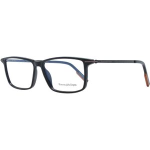 Ermenegildo Zegna - ONE Size - Optische Bril - Zwart - Rechthoekig - Plastic Montuur