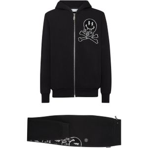 Philipp Plein - Jogging Set - Zwart - Katoenfleece - Hoodie/Broek Skelet
