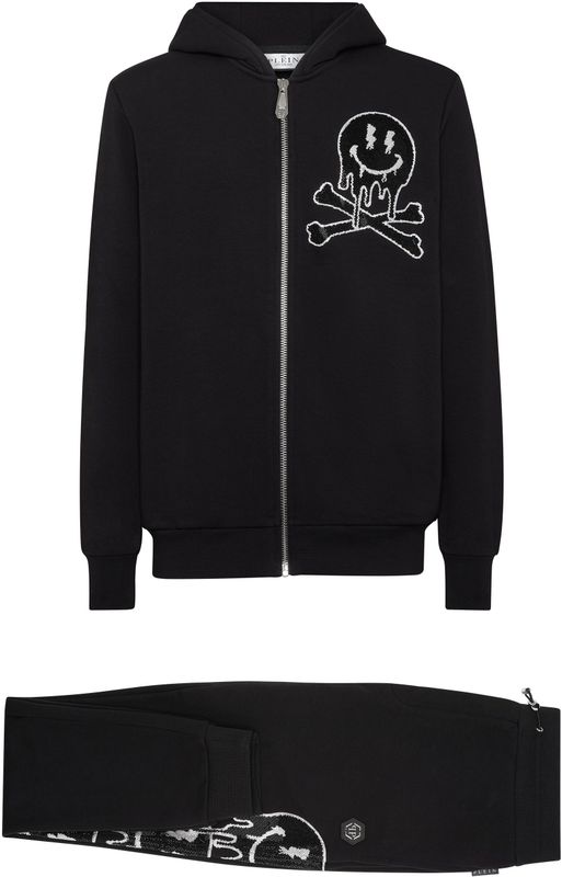 Philipp Plein - Jogging Set - Zwart - Katoenfleece - Hoodie/Broek Skelet