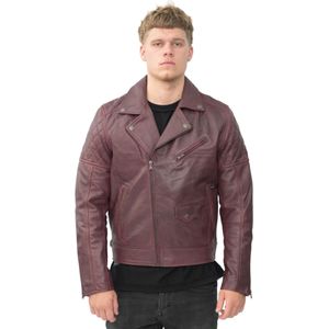 Leren Bikerjack - Gibraltar - Heren - Hoogwaardig Schapennappaleer - Met Rits