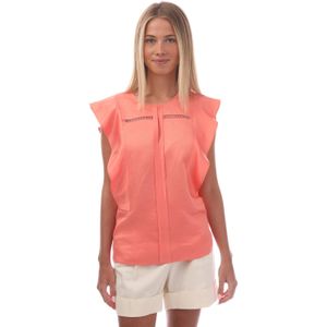 BOSS - Bileina Flutter Mouw Blouse - Koraal