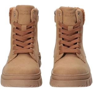 Tommy Hilfiger Dames cognac ecologisch leren enkellaarsjes