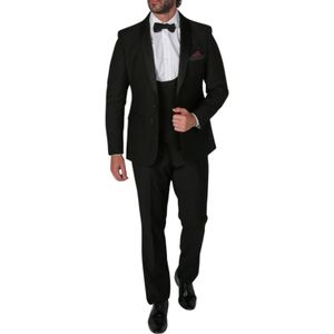 Zwart 3-delig Smokingpak - Heren - Sjaalrevers