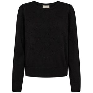 Freequent - Rondgebreide Trui - Zwart - Dames - Katoen