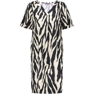 Geisha Dress black & cream animal print